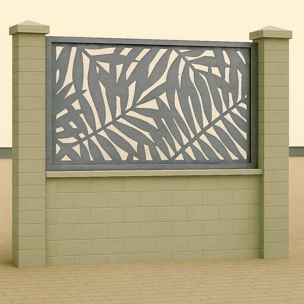 Kerítés betét/korlát lemez - Leveles minta 2.