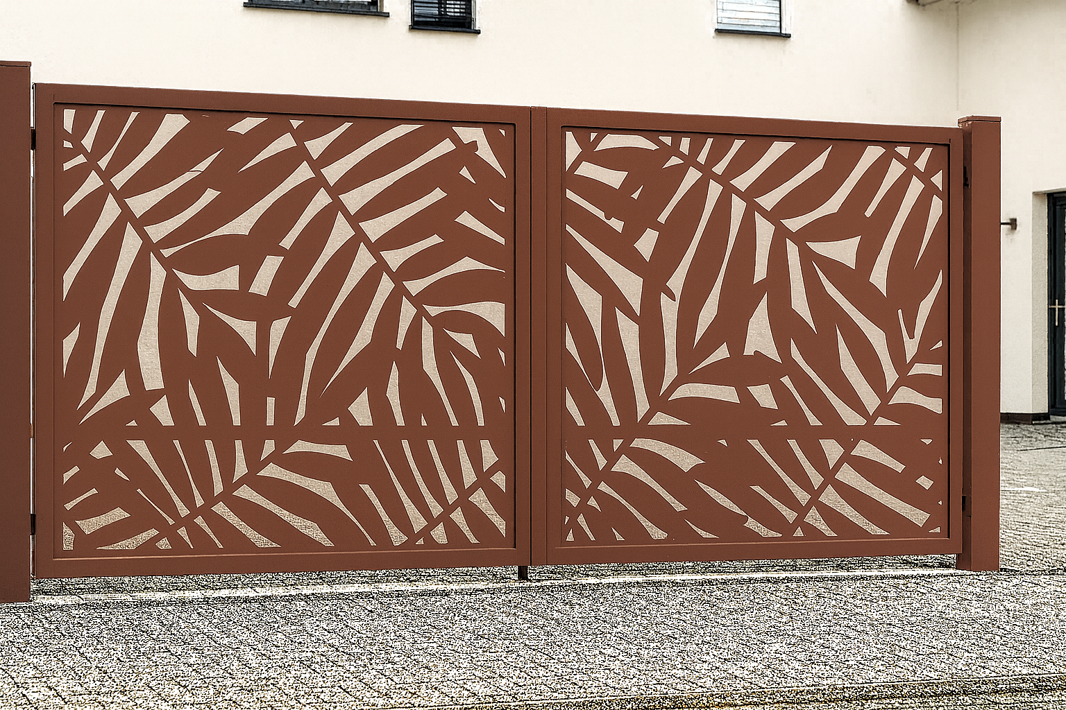 Kétszárnyú kapura lemezek -Leveles minta 2.