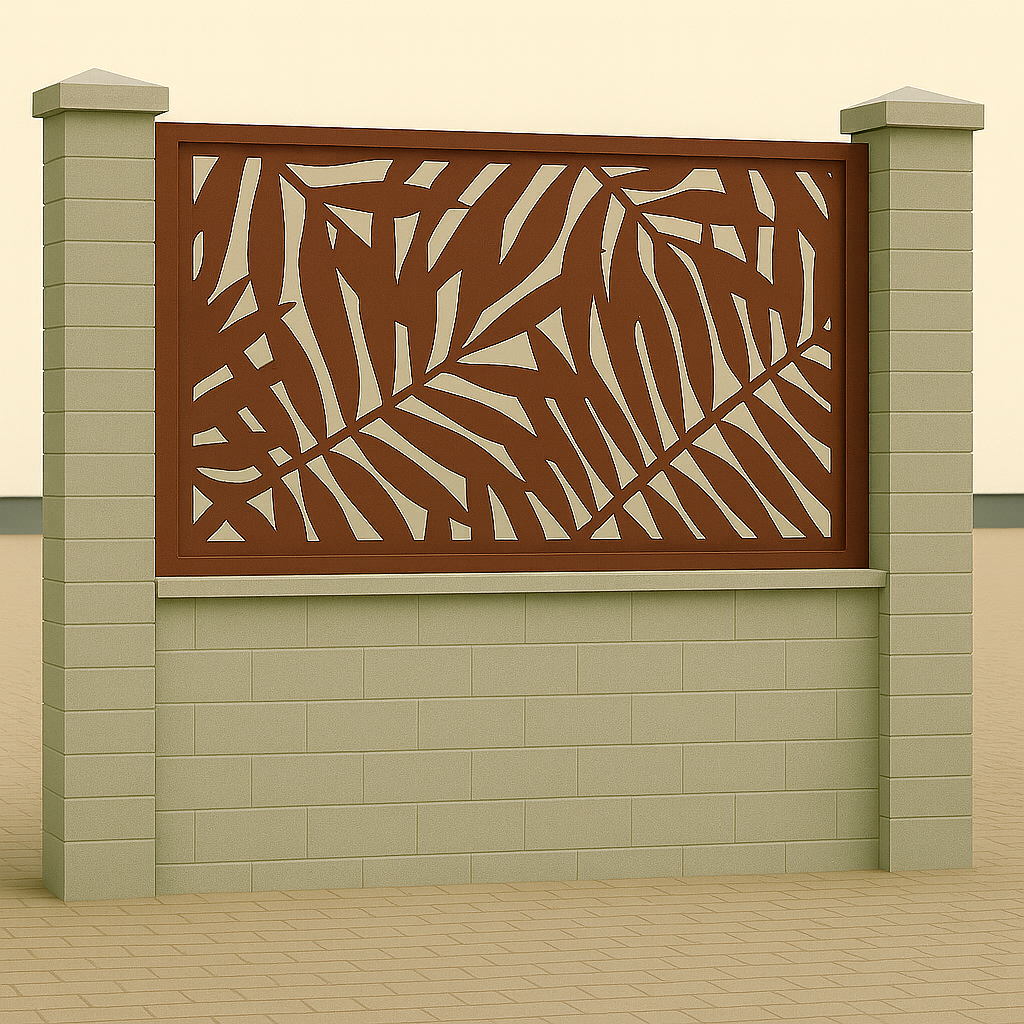 Kerítés betét/korlát lemez - Leveles minta 2.